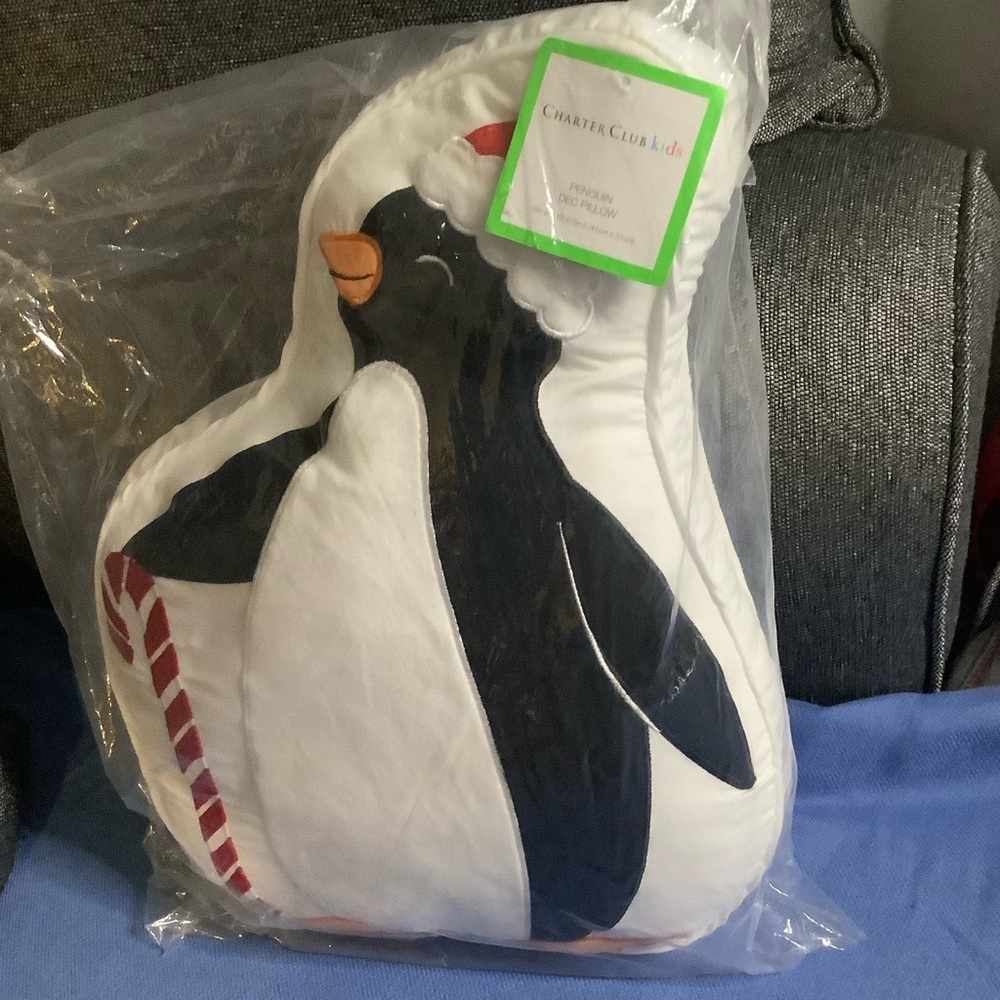 Charter Club Penguin Figural Decorative Pillow Brand New